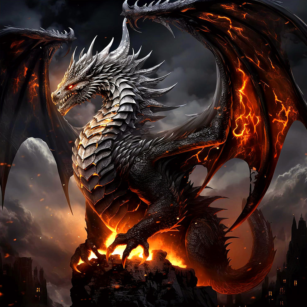 Black Dragon - Full Round Drill Diamond Painting 30*30CM