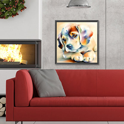 Tired Dog With Oil Paint Elements - Full Round Drill Diamond Painting 30*30CM