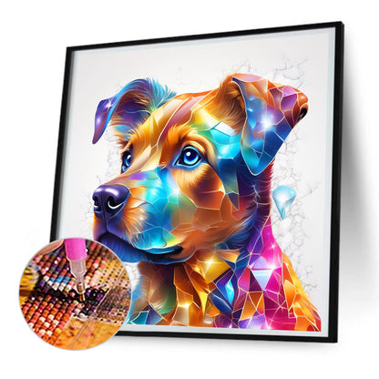 Serious Dog With Oil Paint Elements - Full Round Drill Diamond Painting 30*30CM