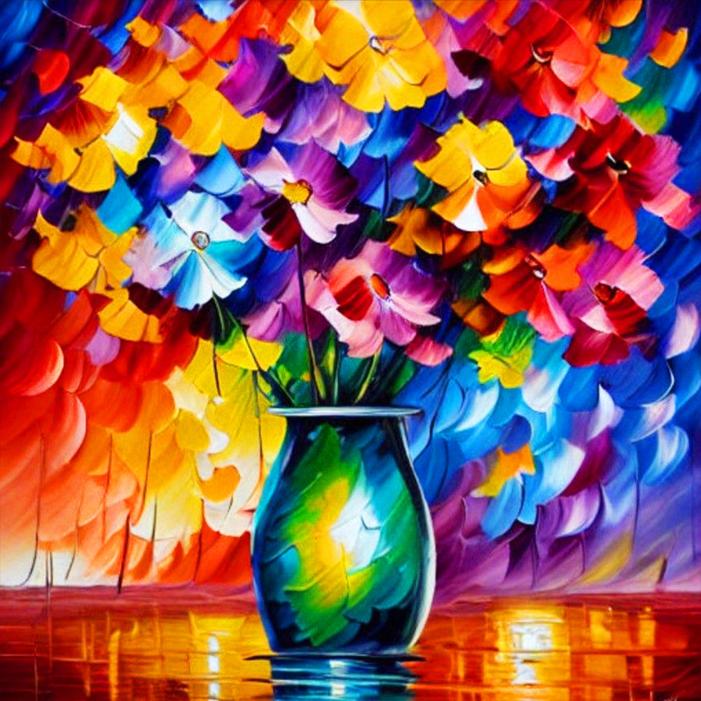 Flowers Full Of Oil Paint Elements - Full Round Drill Diamond Painting 30*30CM