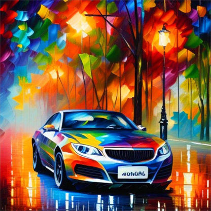 Oil Paint Element Car - Full Round Drill Diamond Painting 30*30CM
