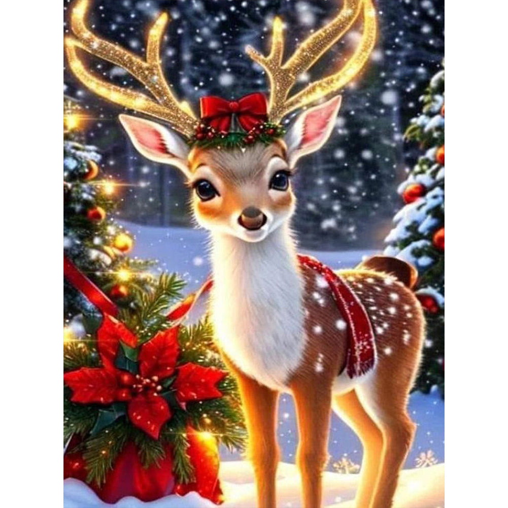 Christmas Deer - Full Round AB Drill Diamond Painting 30*40CM