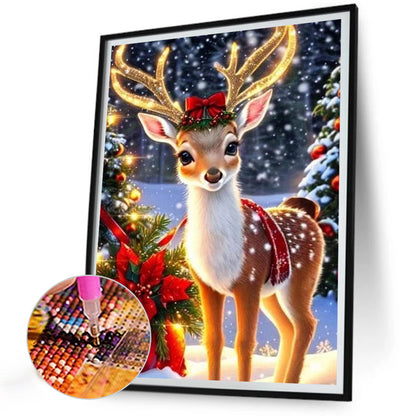 Christmas Deer - Full Round AB Drill Diamond Painting 30*40CM