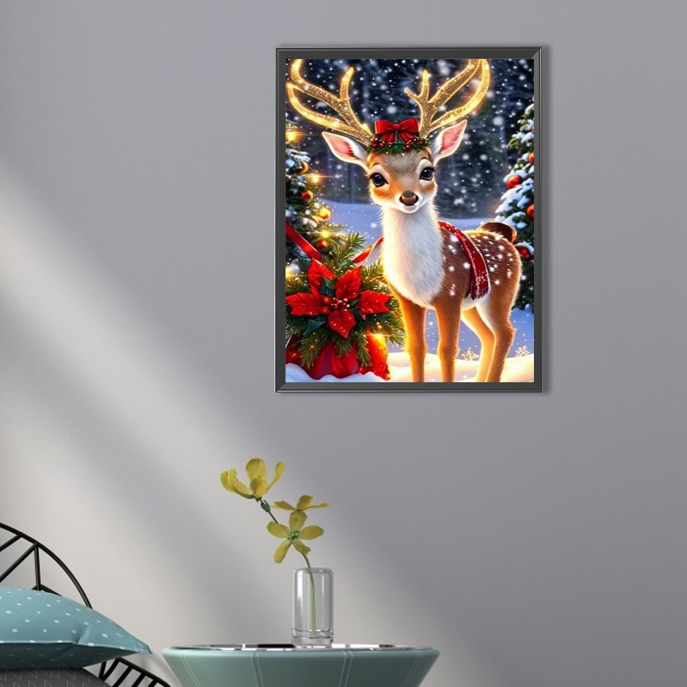 Christmas Deer - Full Round AB Drill Diamond Painting 30*40CM