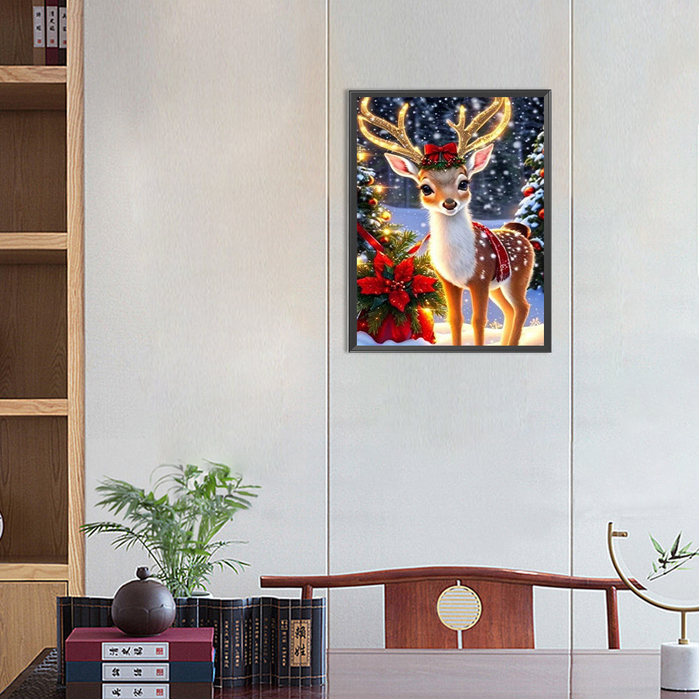 Christmas Deer - Full Round AB Drill Diamond Painting 30*40CM