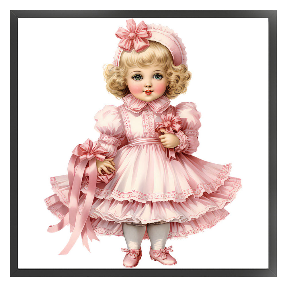 Pink Cute Doll - 11CT Stamped Cross Stitch 50*50CM