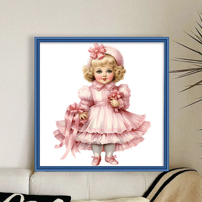 Pink Cute Doll - 11CT Stamped Cross Stitch 50*50CM