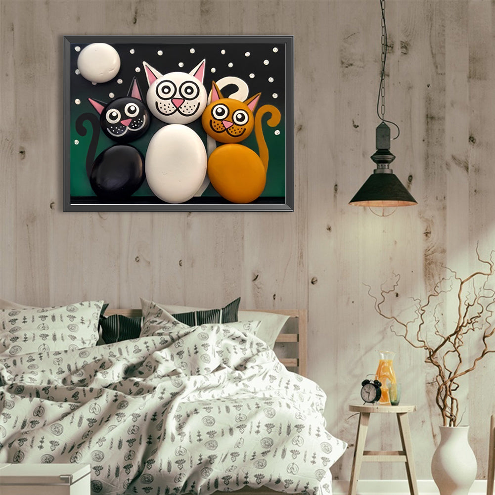 Cat - Full Round Drill Diamond Painting 40*30CM