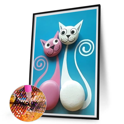 Cat - Full Round Drill Diamond Painting 30*45CM
