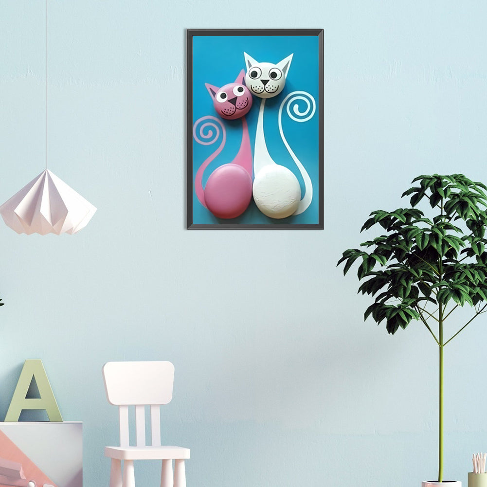 Cat - Full Round Drill Diamond Painting 30*45CM