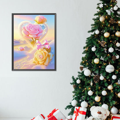 Dream Beach And Love Crystals And Flowers - Full Round Drill Diamond Painting 30*40CM