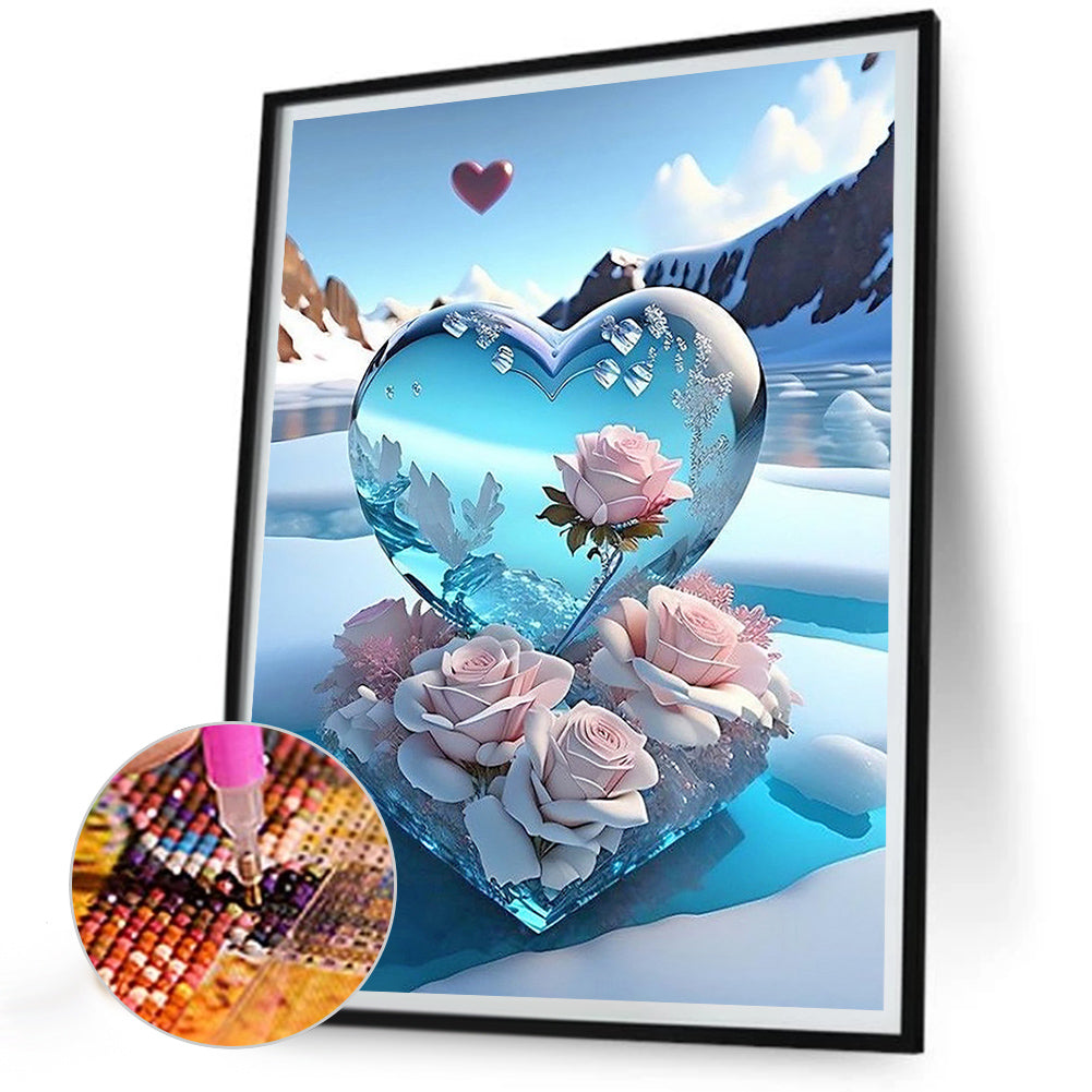 Dream Beach And Love Crystals And Flowers - Full Round Drill Diamond Painting 30*40CM