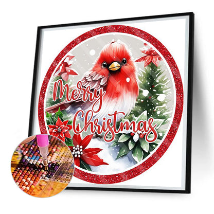 Merry Christmas Cardinal - Full Round Drill Diamond Painting 30*30CM