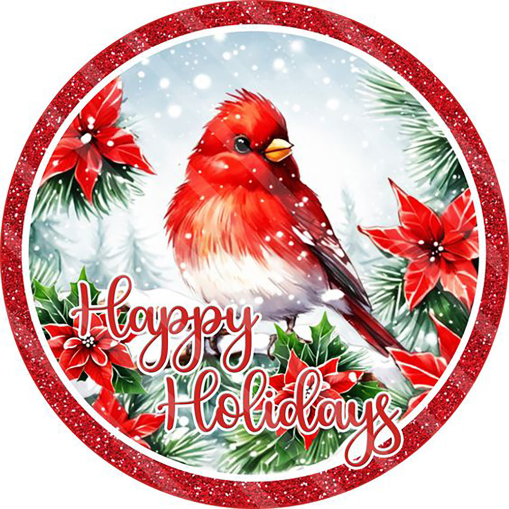 Merry Christmas Little Red Bird - Full Round Drill Diamond Painting 30*30CM