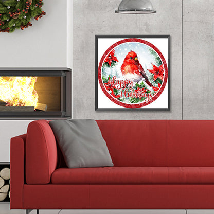 Merry Christmas Little Red Bird - Full Round Drill Diamond Painting 30*30CM