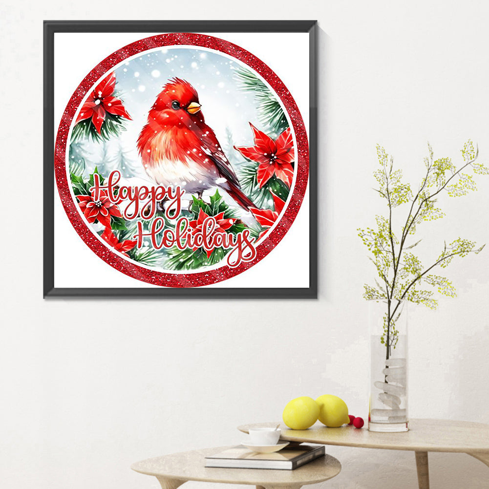 Merry Christmas Little Red Bird - Full Round Drill Diamond Painting 30*30CM