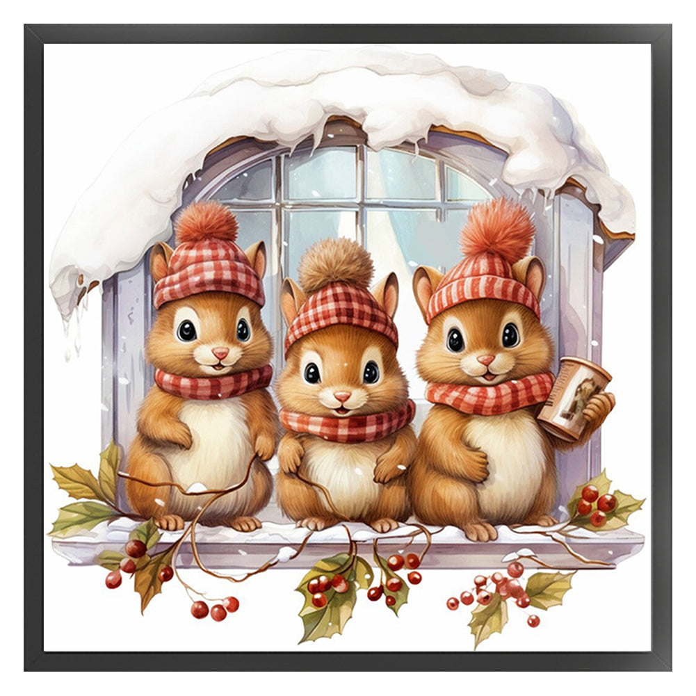 Three Squirrels On The Windowsill - 18CT Counted Cross Stitch 30*30CM