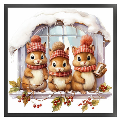 Three Squirrels On The Windowsill - 18CT Counted Cross Stitch 30*30CM