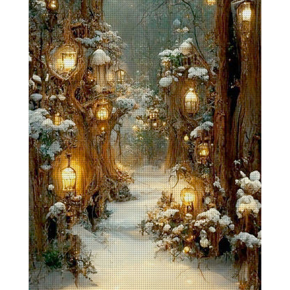 Mountain Forest In Snow - 11CT Stamped Cross Stitch 40*50CM
