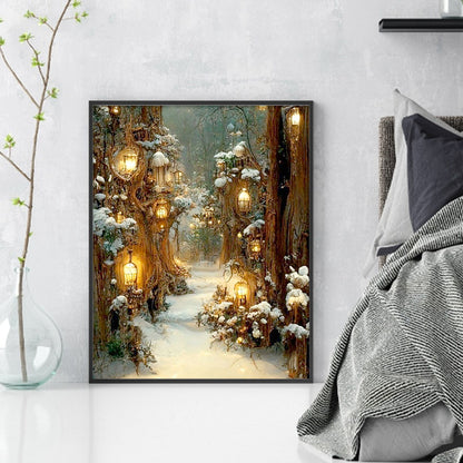 Mountain Forest In Snow - 11CT Stamped Cross Stitch 40*50CM
