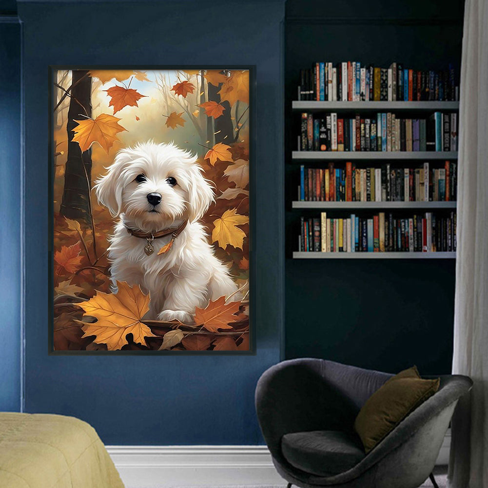 Puppy In Autumn Forest - 11CT Stamped Cross Stitch 40*60CM