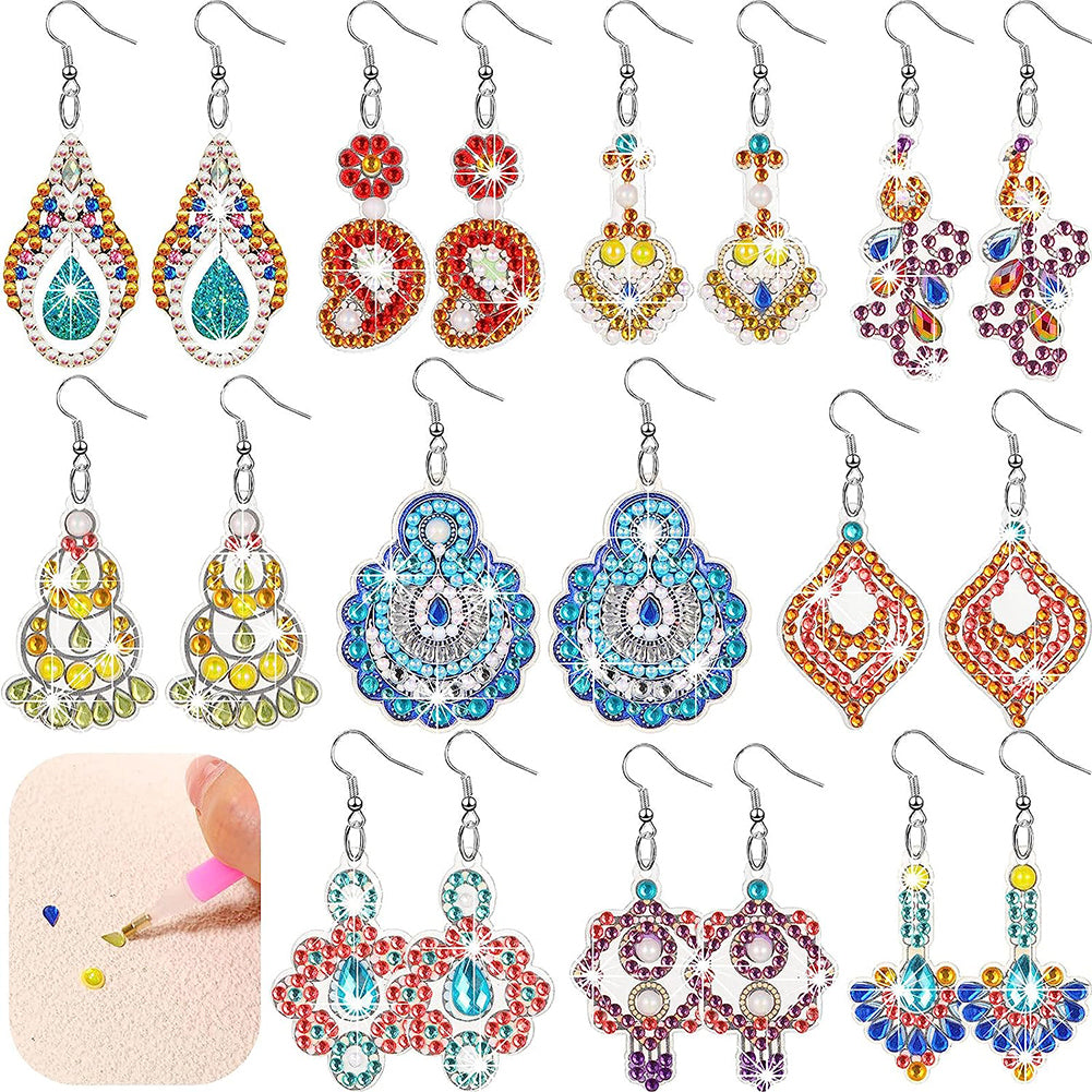 10PCS Diamond Painting Earrings for Women Girl Jewelry Crafting (Classic #1)