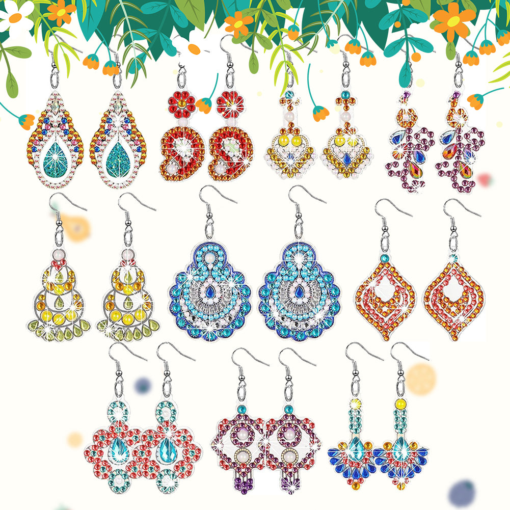 10PCS Diamond Painting Earrings for Women Girl Jewelry Crafting (Classic #1)