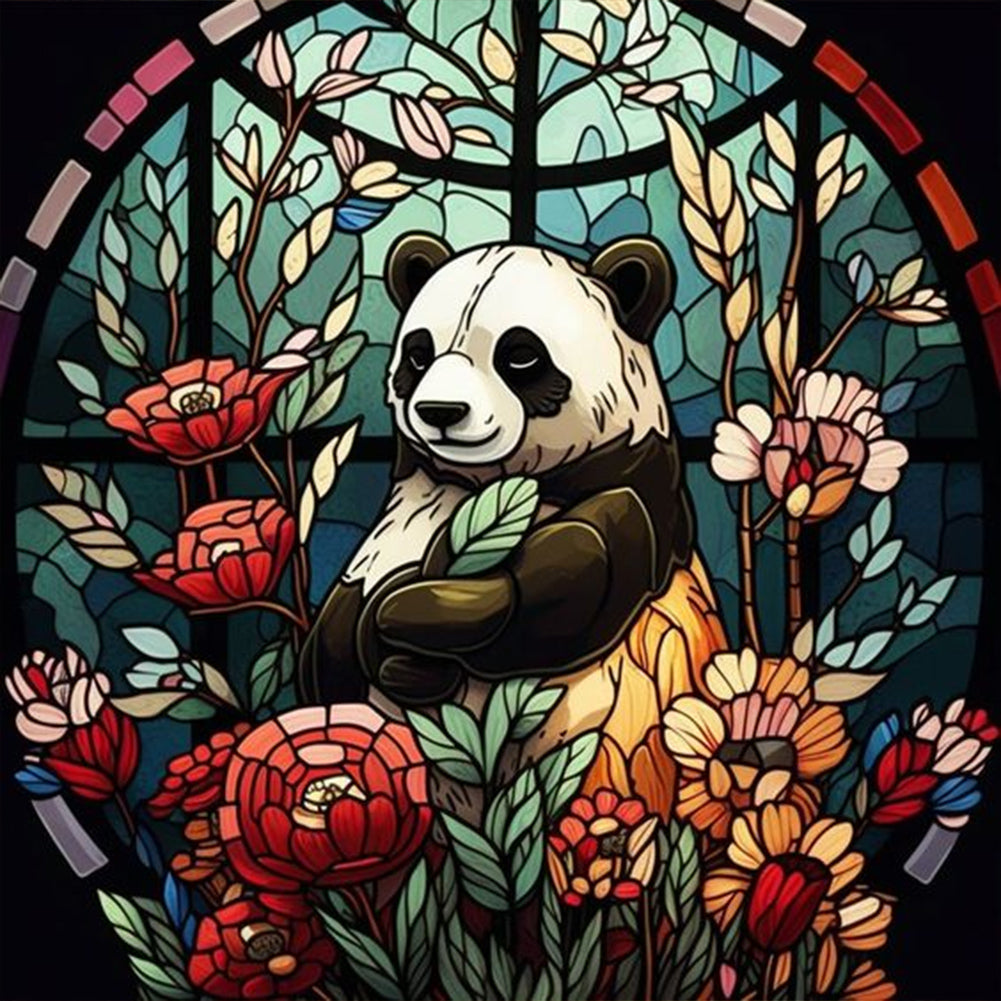Flower Panda - Full Round Drill Diamond Painting 40*40CM