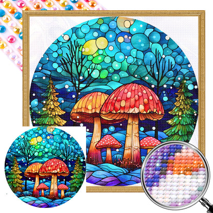 Fantasy Mushroom Stained Glass - Full Round AB Drill Diamond Painting 40*40CM