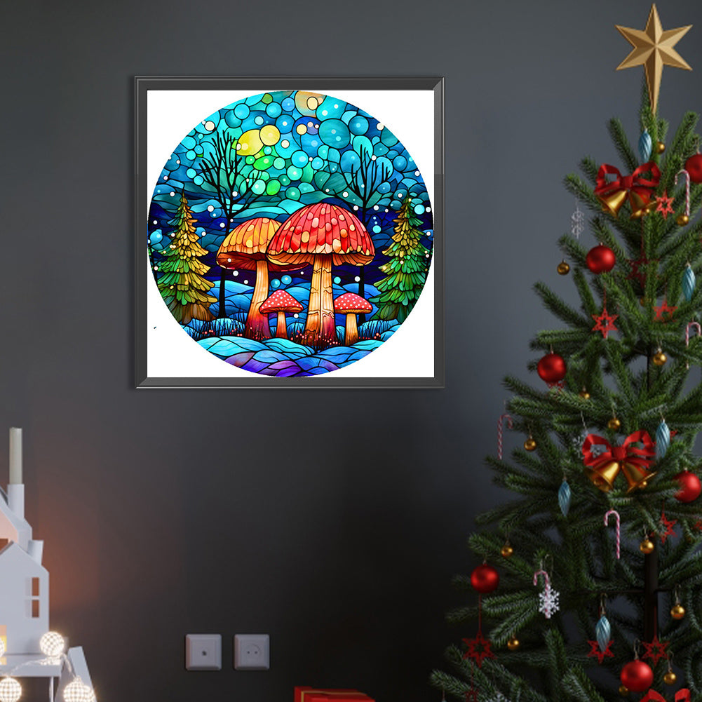 Fantasy Mushroom Stained Glass - Full Round AB Drill Diamond Painting 40*40CM