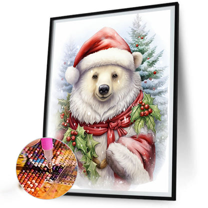 Christmas White Bear - Full Round Drill Diamond Painting 40*50CM