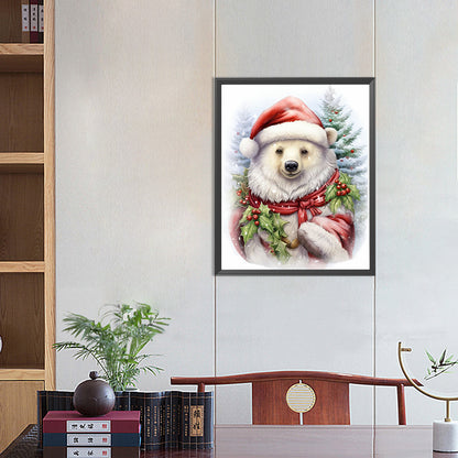 Christmas White Bear - Full Round Drill Diamond Painting 40*50CM