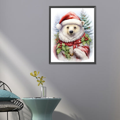 Christmas White Bear - Full Round Drill Diamond Painting 40*50CM