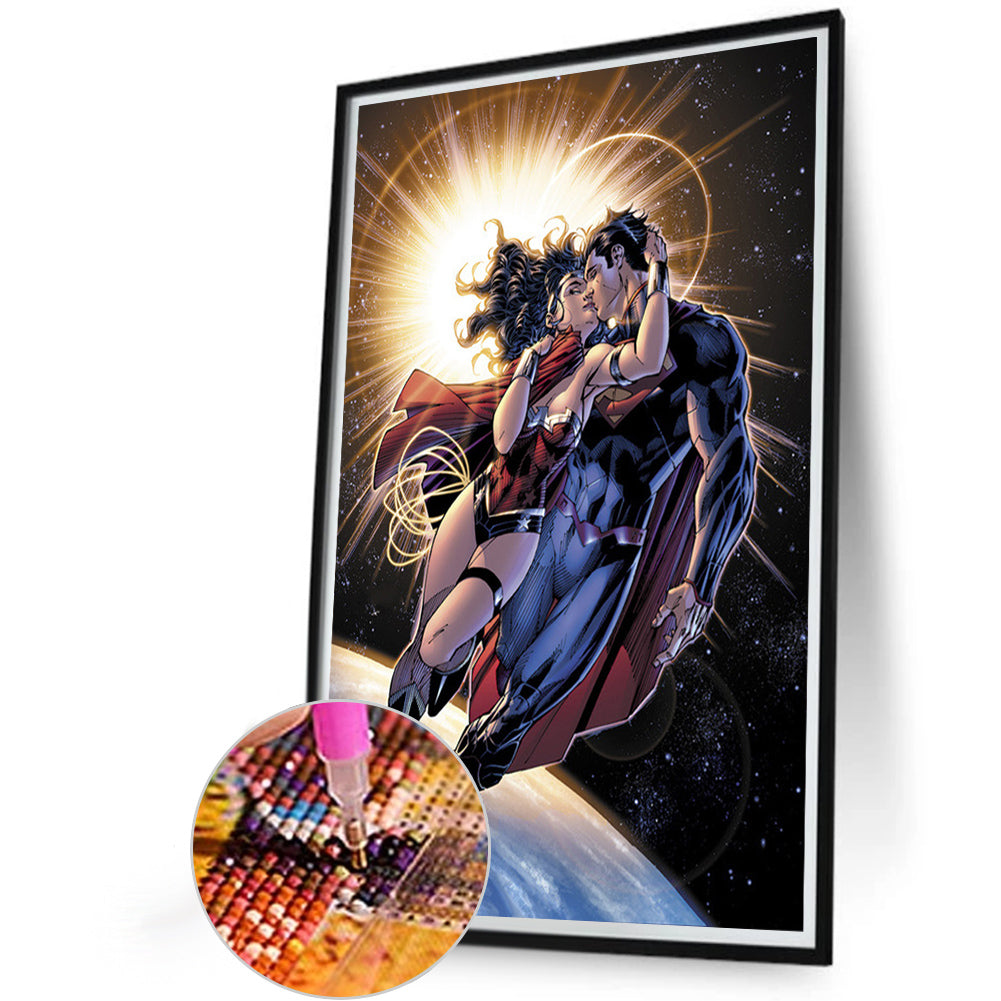 Wonder Woman And Superman - Full Round AB Drill Diamond Painting 40*60CM