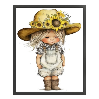 Hardworking Little Girl - 11CT Stamped Cross Stitch 40*50CM