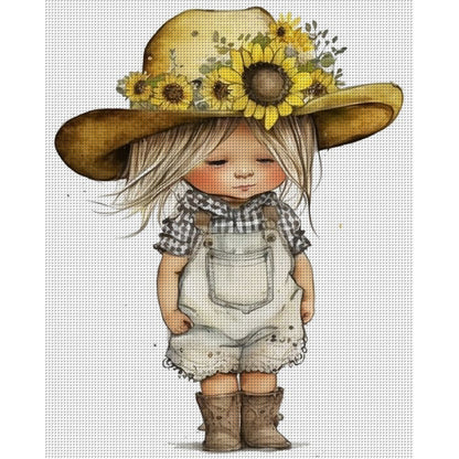 Hardworking Little Girl - 11CT Stamped Cross Stitch 40*50CM