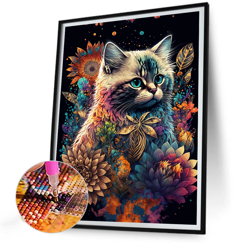 Cat - Full Round Drill Diamond Painting 30*40CM