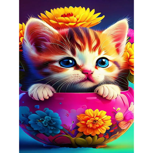 Cat - Full Round Drill Diamond Painting 30*40CM