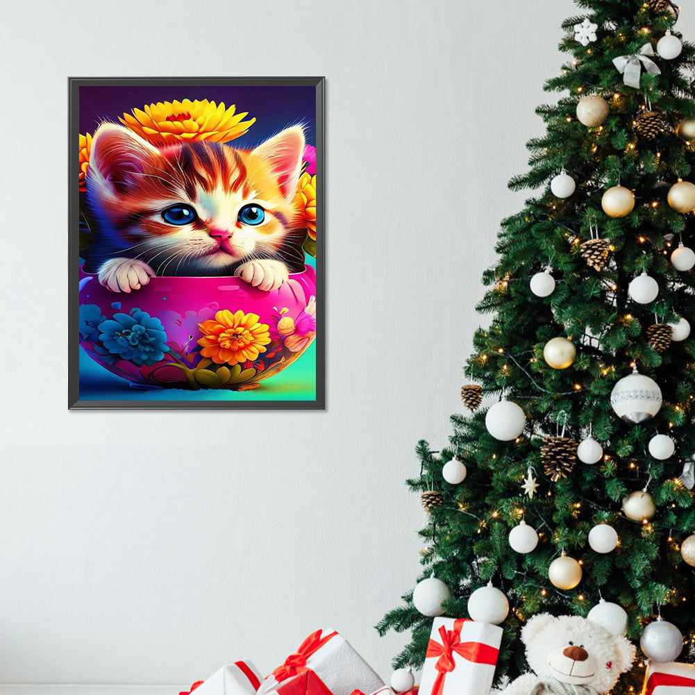 Cat - Full Round Drill Diamond Painting 30*40CM