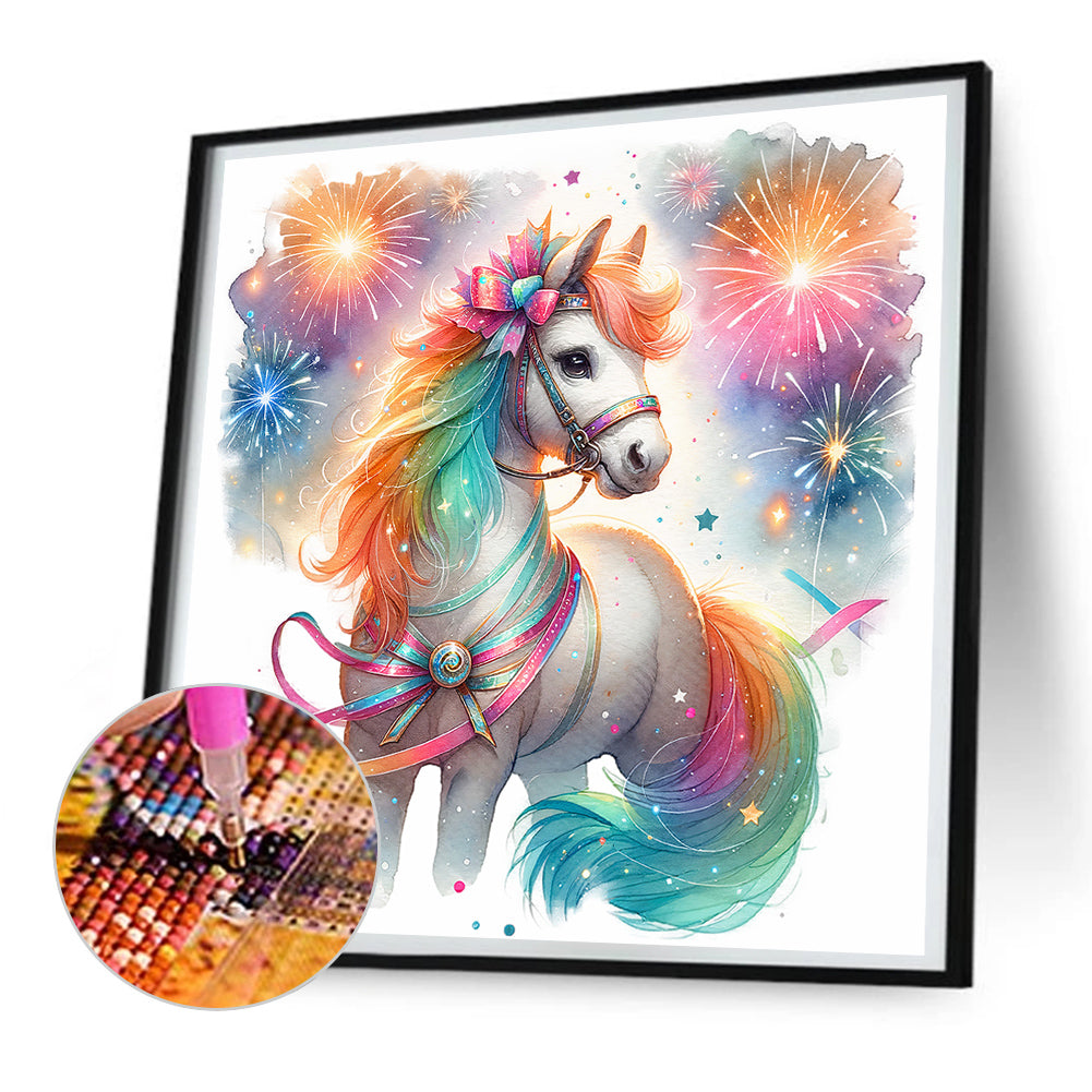 Shiny Animal Horse - Full Round Drill Diamond Painting 30*30CM