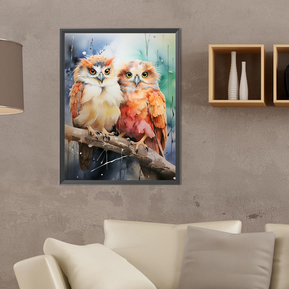 Forest Owl - Full Round Drill Diamond Painting 30*40CM