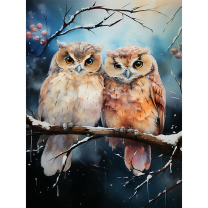 Forest Owl - Full Round Drill Diamond Painting 30*40CM