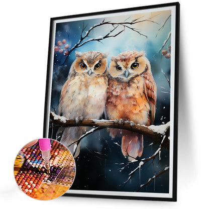 Forest Owl - Full Round Drill Diamond Painting 30*40CM