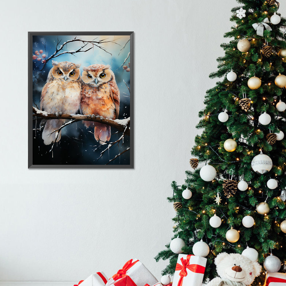 Forest Owl - Full Round Drill Diamond Painting 30*40CM