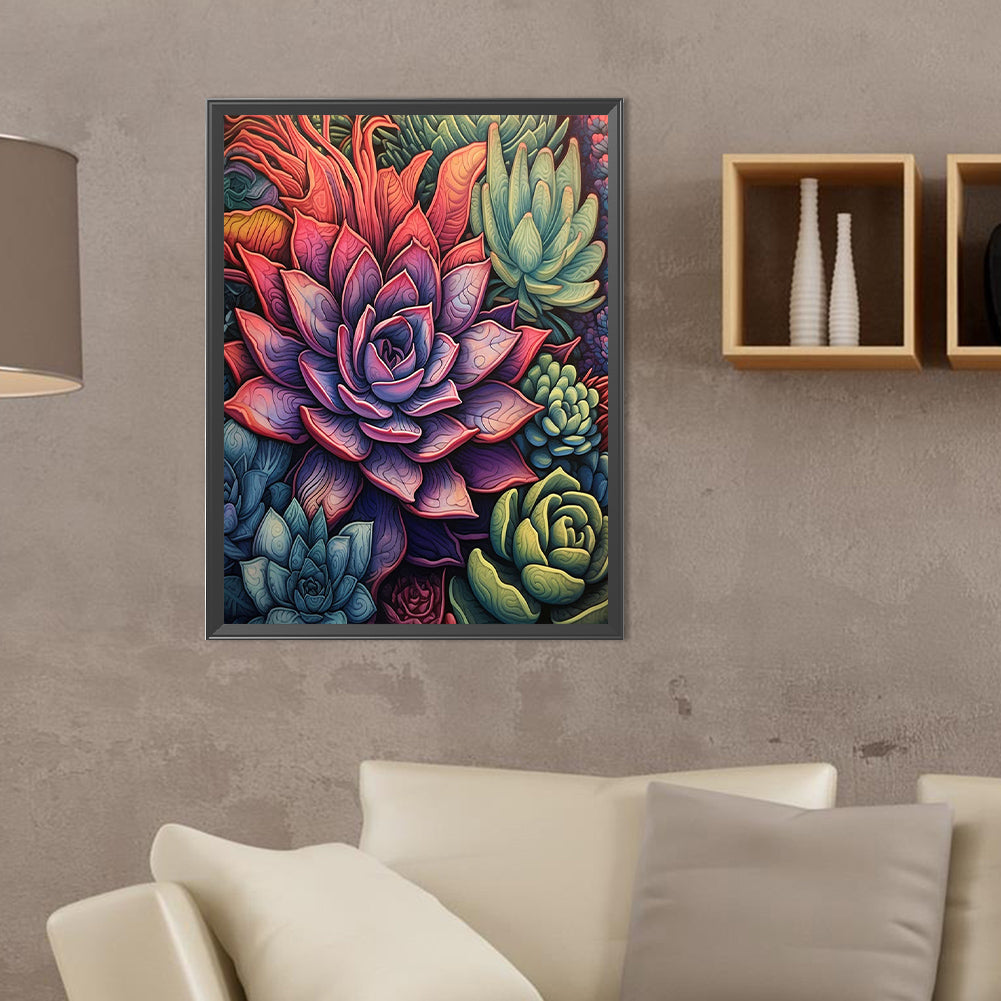 Cactus Flower - Full Round Drill Diamond Painting 30*40CM