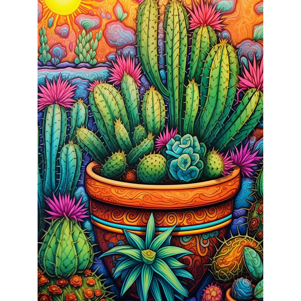 Cactus Flower - Full Round Drill Diamond Painting 30*40CM