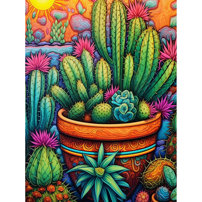 Cactus Flower - Full Round Drill Diamond Painting 30*40CM