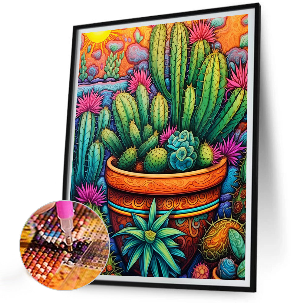 Cactus Flower - Full Round Drill Diamond Painting 30*40CM