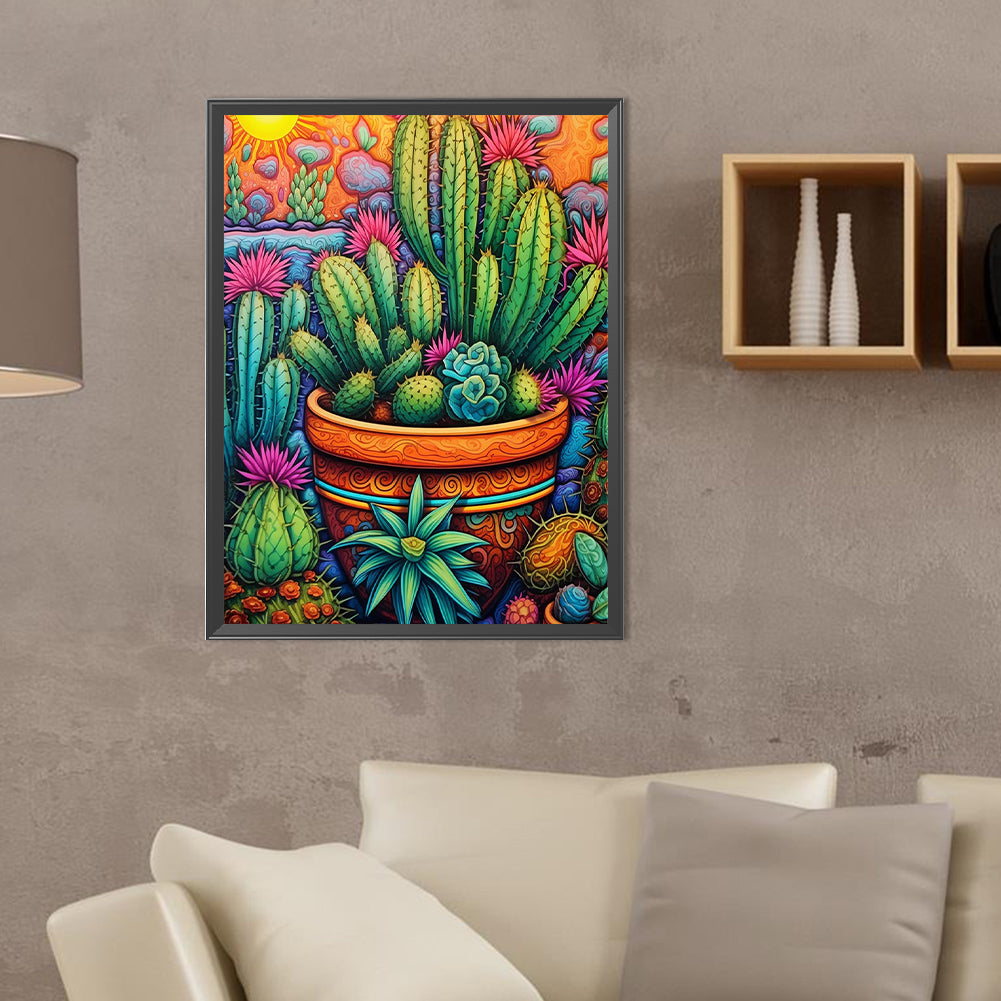 Cactus Flower - Full Round Drill Diamond Painting 30*40CM