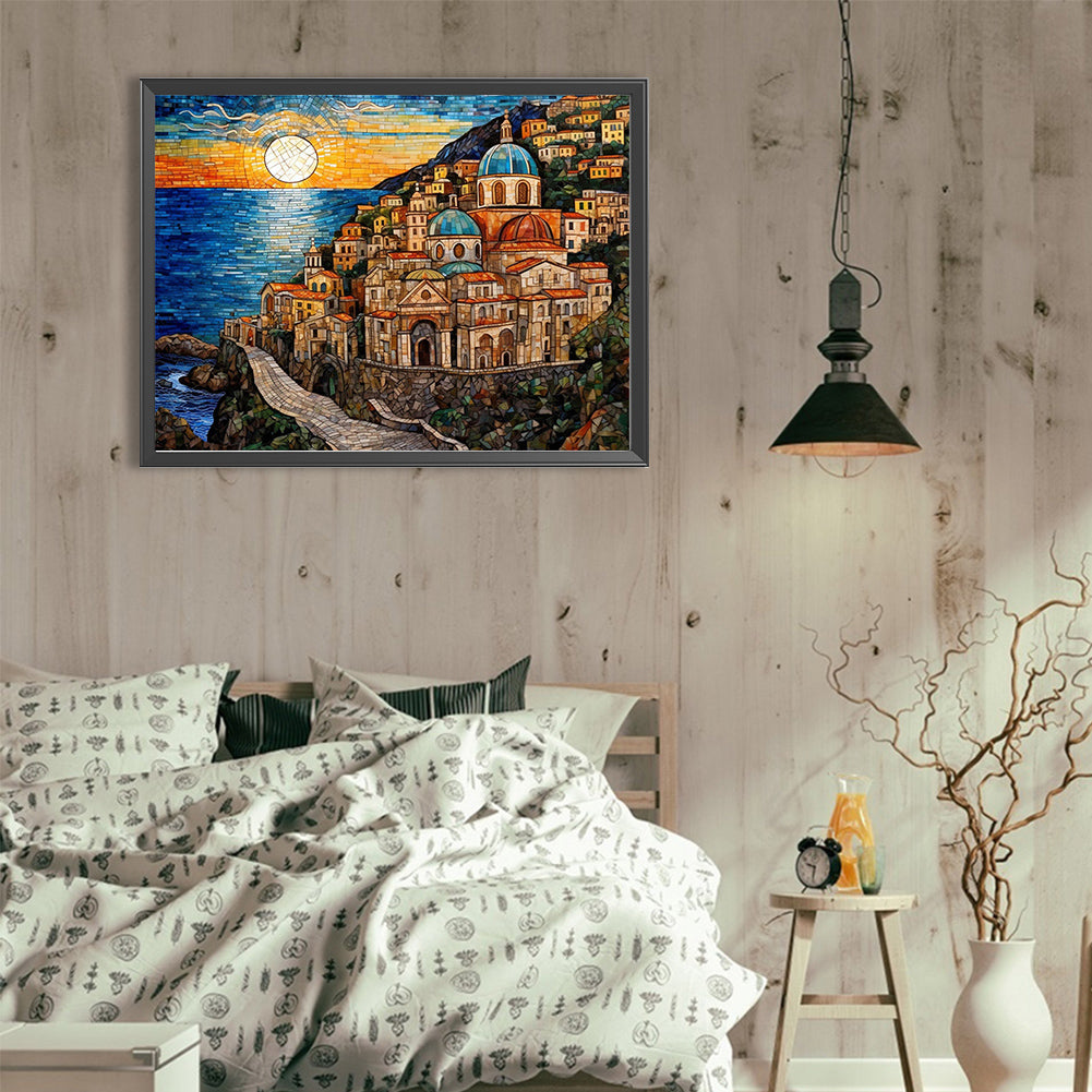 Coastal Town - Full Round Drill Diamond Painting 40*30CM